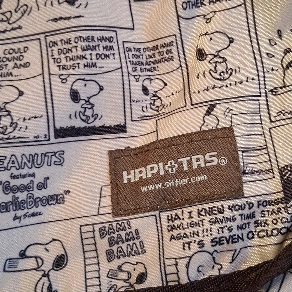 PEANUTS, HAPI+TAS Comic Print Messenger Bag - Black and Cream